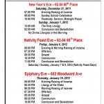 Christmas Schedule 2012